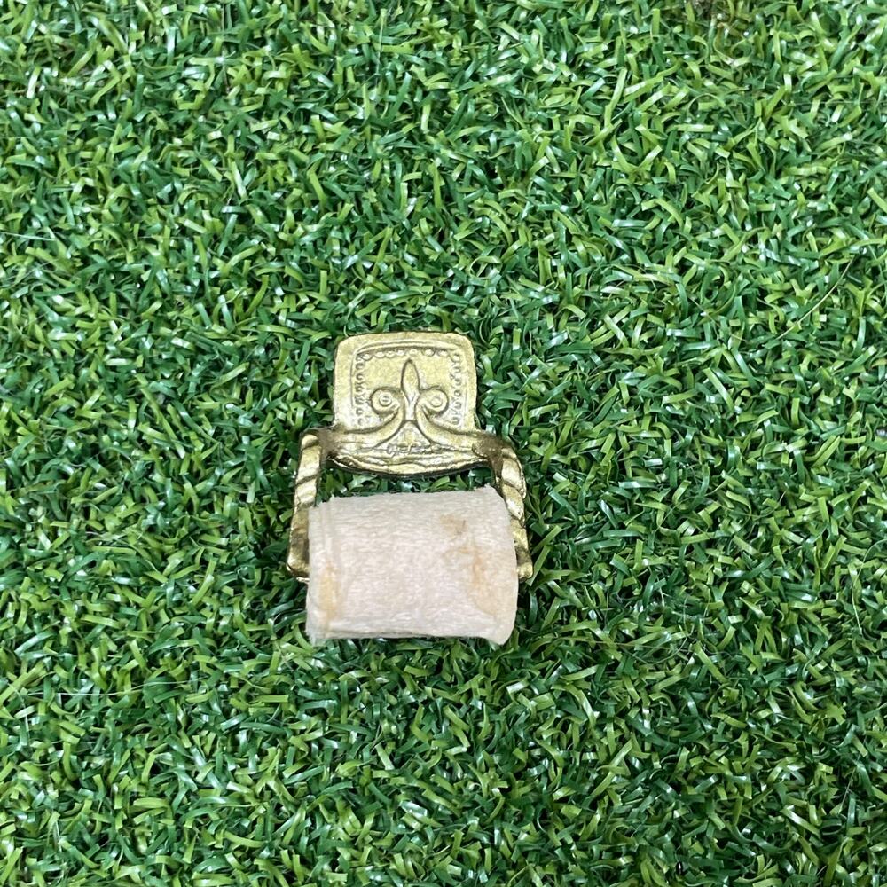 Vintage Miniature Gold Tone Metal Toilet Paper Holder Dollhouse Bathroom Decor